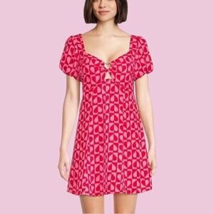 Pink heart print mini dress large